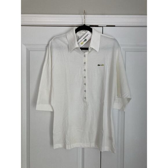 Lacoste Tops - Lacoste Malandrino Polo Shirt Womens Large White Sleeve Batwing Preppy Ladies